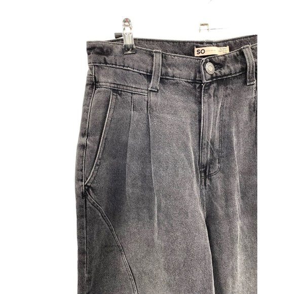 SO Goods For Life Highest Rise Baggy Black Grey‎ Jean Juniors 11/30 Distressed - Picture 2 of 8